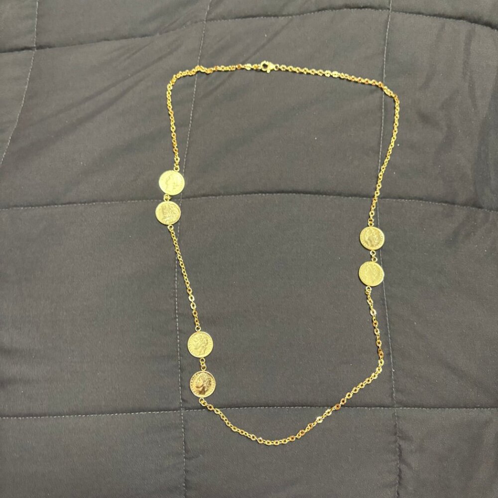 Bellezza 100 Lira Mini Coin Bronze Link Station Necklace and Earrings - New HSN - Picture 7 of 12